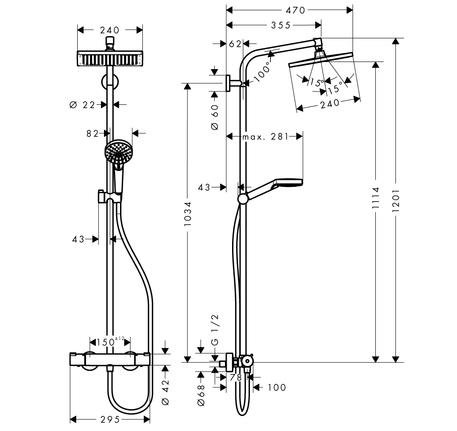 Bộ thanh sen có bộ trộn điều nhiệt Crometta E 589.54.504